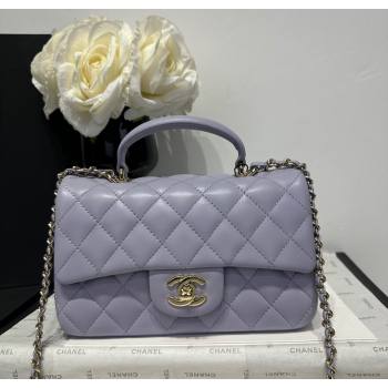 Chanel Coco Lambskin Mini Flap Bag with Top Handle AS2431 Pale Purple 2025 0212 (yezi-250213020)