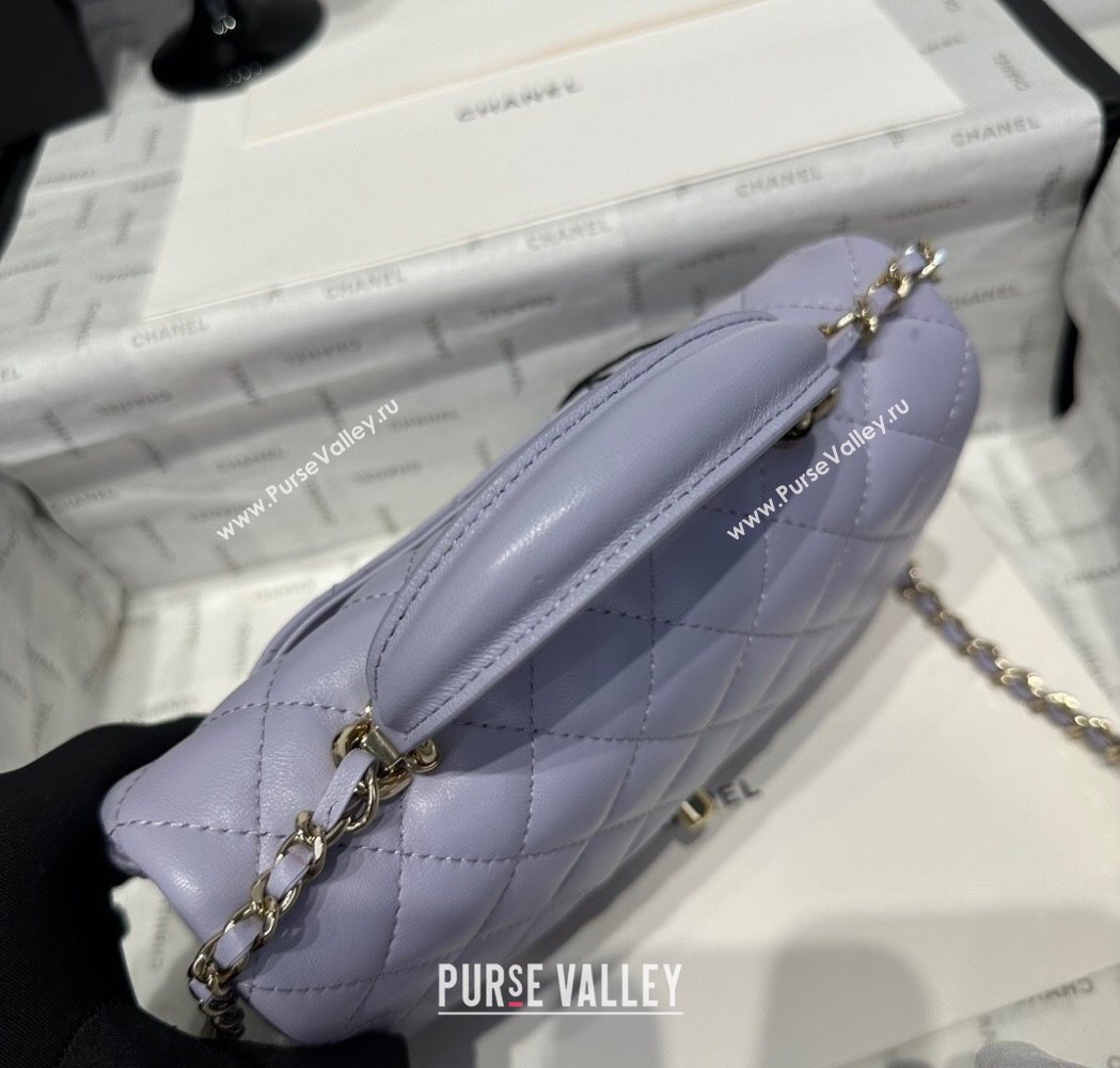 Chanel Coco Lambskin Mini Flap Bag with Top Handle AS2431 Pale Purple 2025 0212 (yezi-250213020)