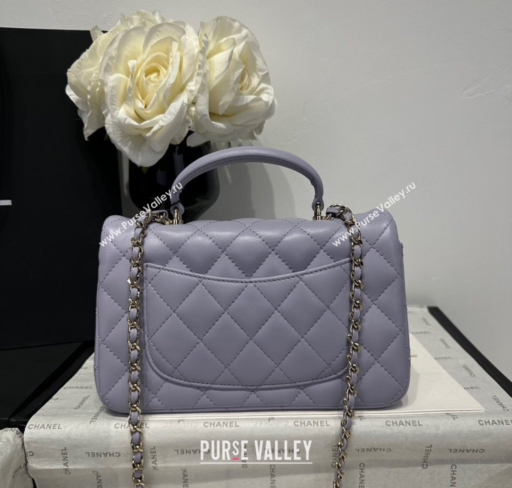 Chanel Coco Lambskin Mini Flap Bag with Top Handle AS2431 Pale Purple 2025 0212 (yezi-250213020)