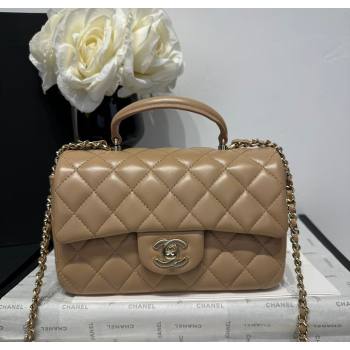 Chanel Coco Lambskin Mini Flap Bag with Top Handle AS2431 Khaki 2025 0212 (yezi-250213021)