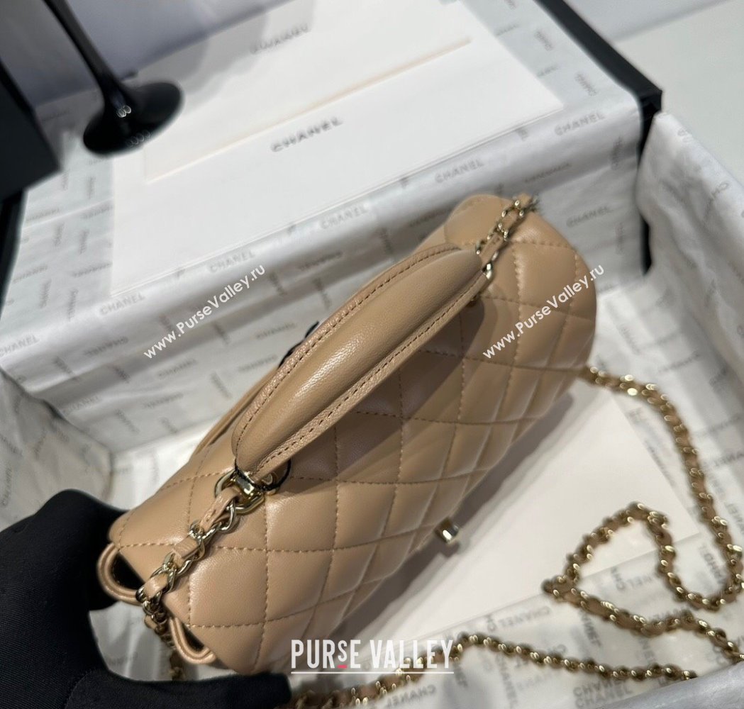 Chanel Coco Lambskin Mini Flap Bag with Top Handle AS2431 Khaki 2025 0212 (yezi-250213021)