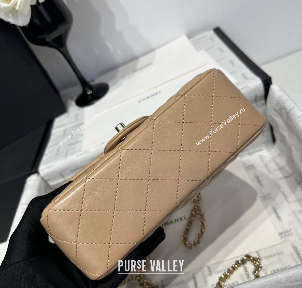 Chanel Coco Lambskin Mini Flap Bag with Top Handle AS2431 Khaki 2025 0212 (yezi-250213021)