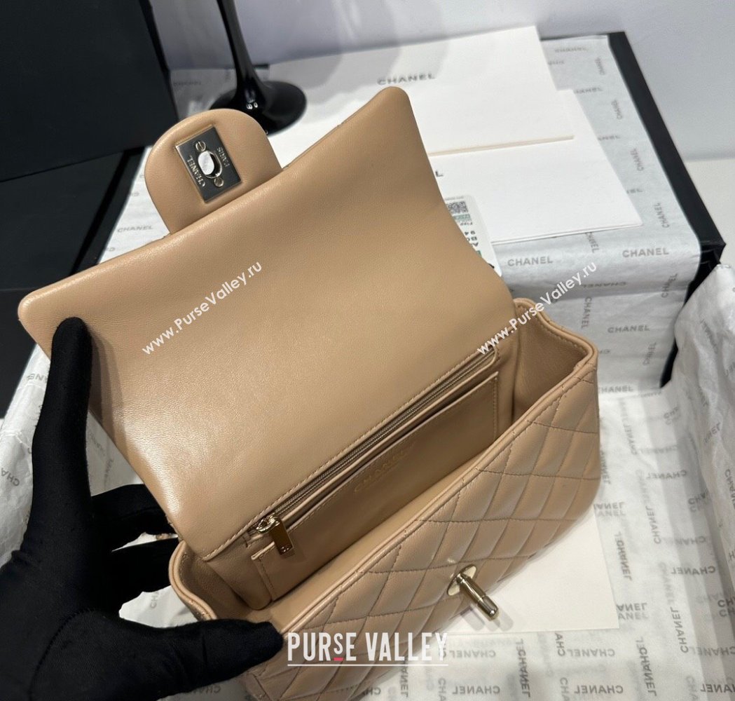 Chanel Coco Lambskin Mini Flap Bag with Top Handle AS2431 Khaki 2025 0212 (yezi-250213021)