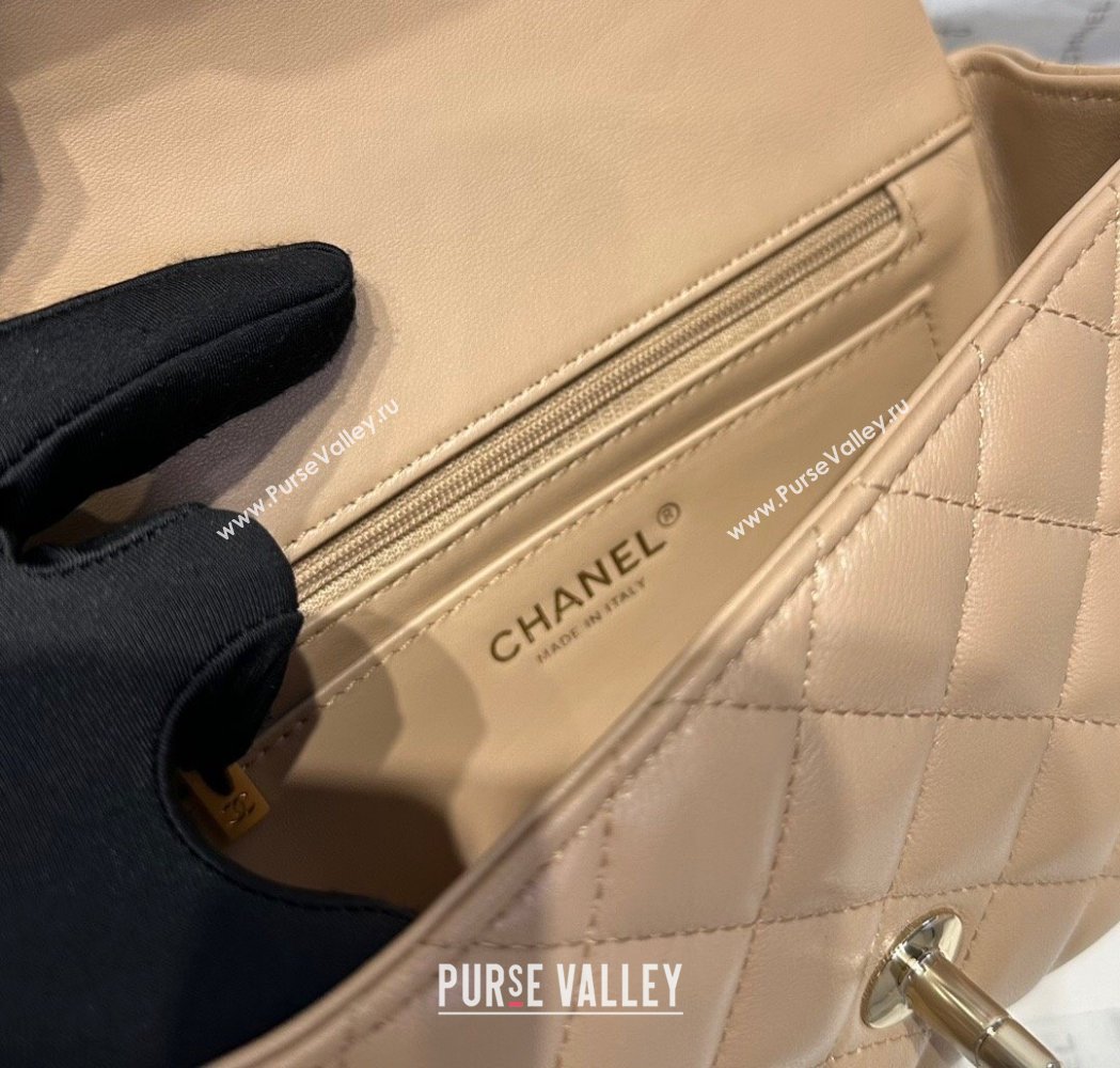 Chanel Coco Lambskin Mini Flap Bag with Top Handle AS2431 Khaki 2025 0212 (yezi-250213021)
