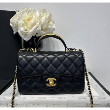 Chanel Coco Lambskin Mini Flap Bag with Top Handle AS2431 Black/Gold Hardware 2025 (yezi-250213022)