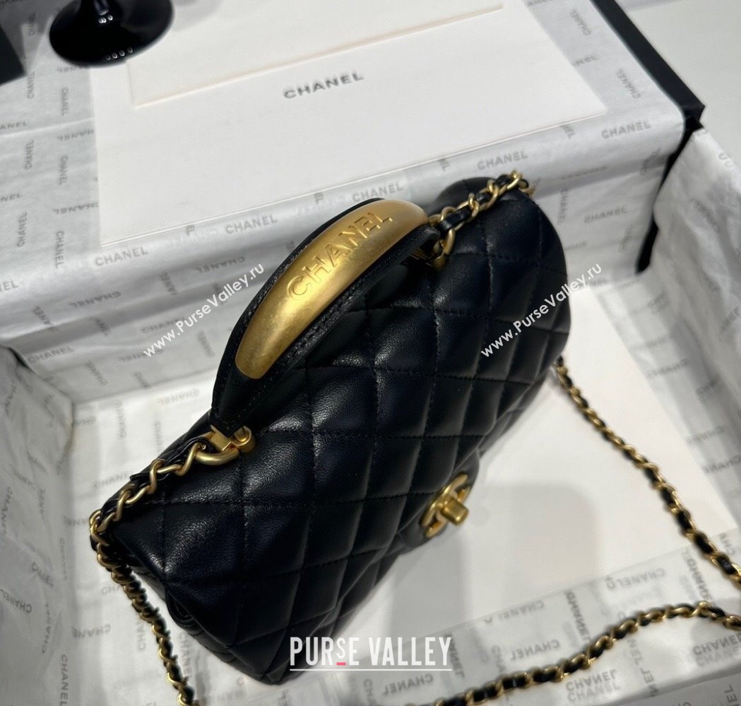 Chanel Coco Lambskin Mini Flap Bag with Top Handle AS2431 Black/Gold Hardware 2025 (yezi-250213022)