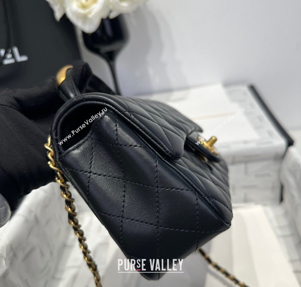 Chanel Coco Lambskin Mini Flap Bag with Top Handle AS2431 Black/Gold Hardware 2025 (yezi-250213022)