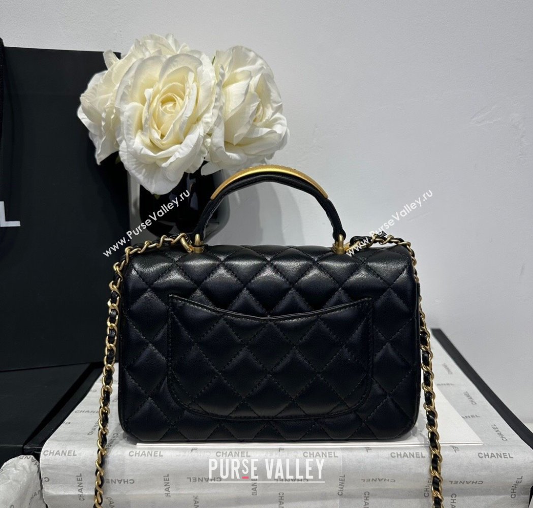 Chanel Coco Lambskin Mini Flap Bag with Top Handle AS2431 Black/Gold Hardware 2025 (yezi-250213022)