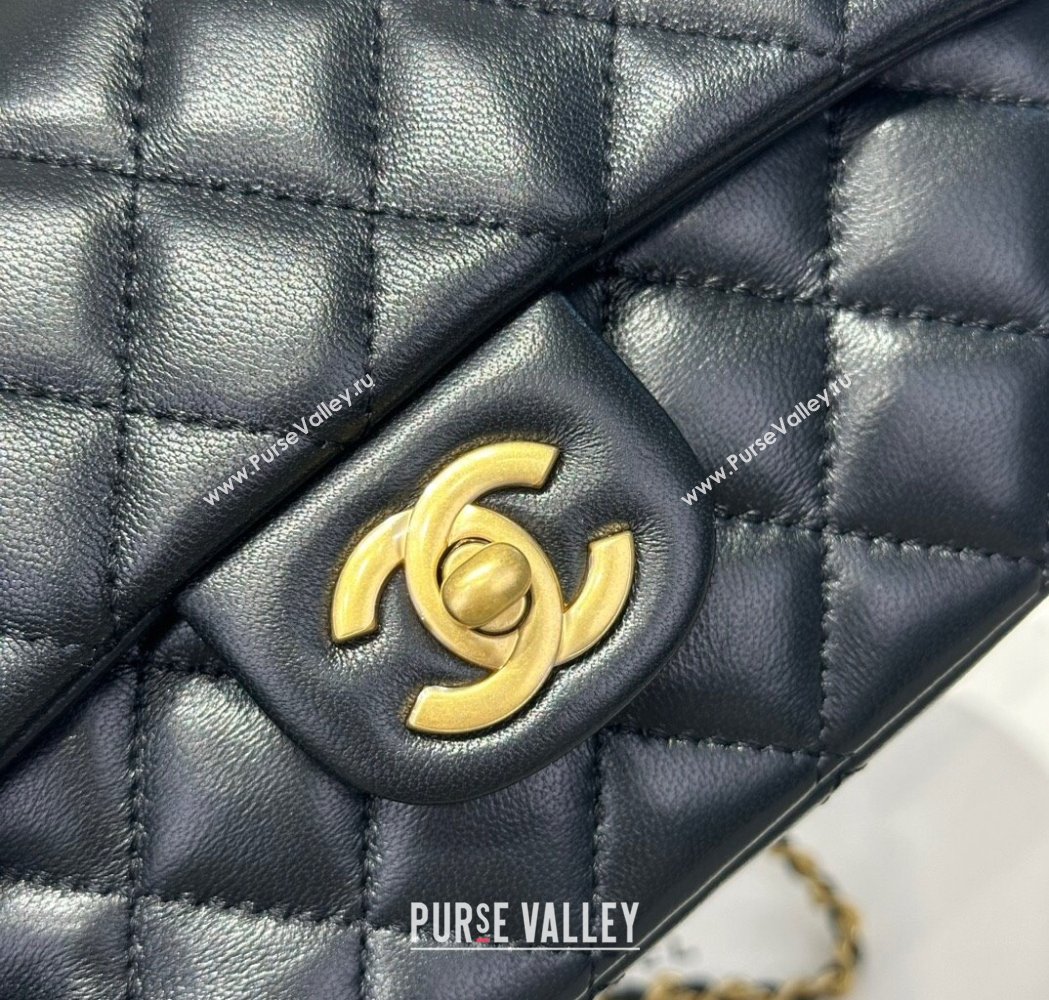 Chanel Coco Lambskin Mini Flap Bag with Top Handle AS2431 Black/Gold Hardware 2025 (yezi-250213022)