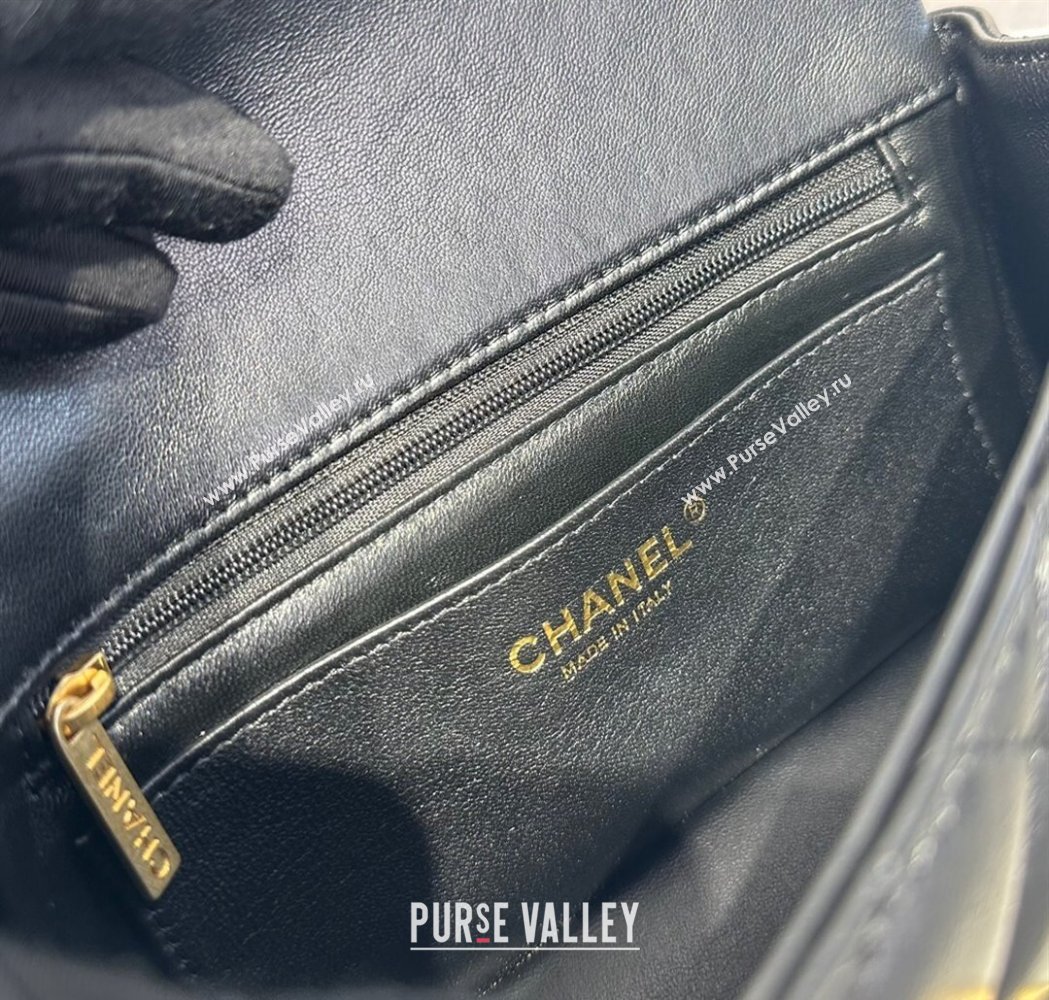 Chanel Coco Lambskin Mini Flap Bag with Top Handle AS2431 Black/Gold Hardware 2025 (yezi-250213022)