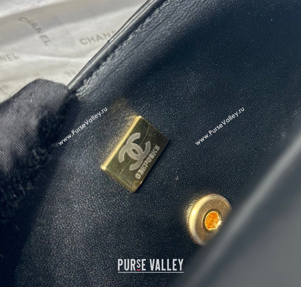 Chanel Coco Lambskin Mini Flap Bag with Top Handle AS2431 Black/Gold Hardware 2025 (yezi-250213022)
