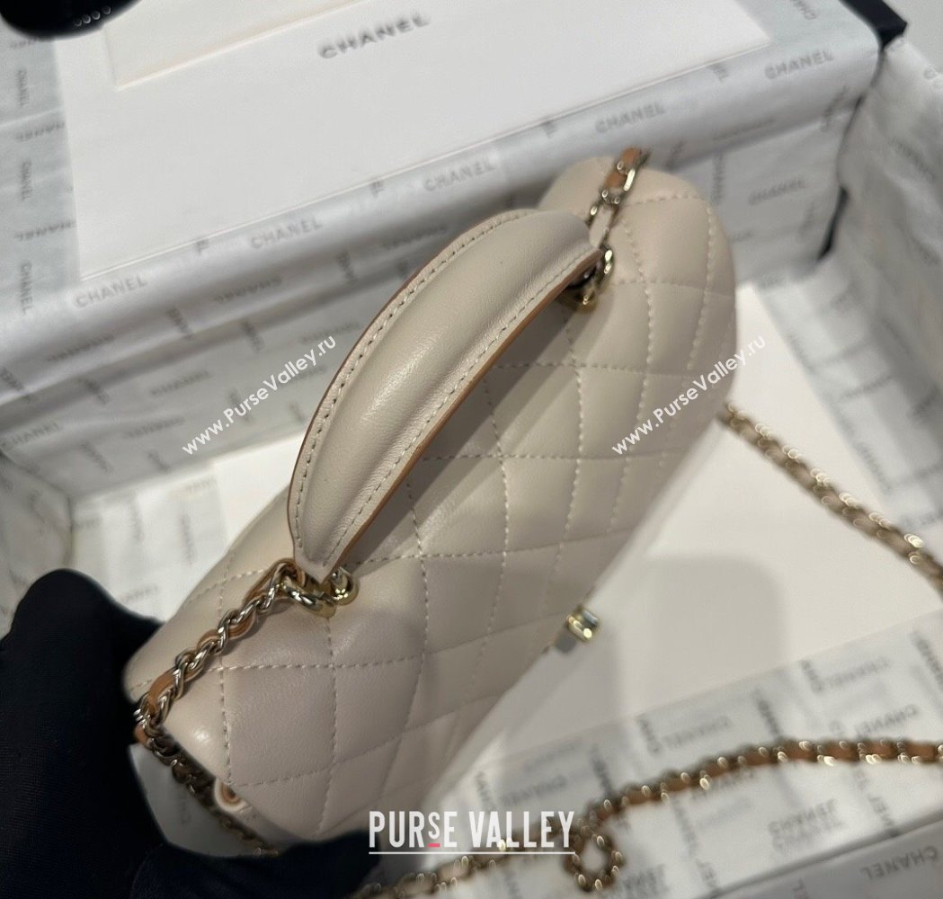 Chanel Coco Bicolor Lambskin Mini Flap Bag with Top Handle AS2431 Beige/Brown 2025 (yezi-250213023)