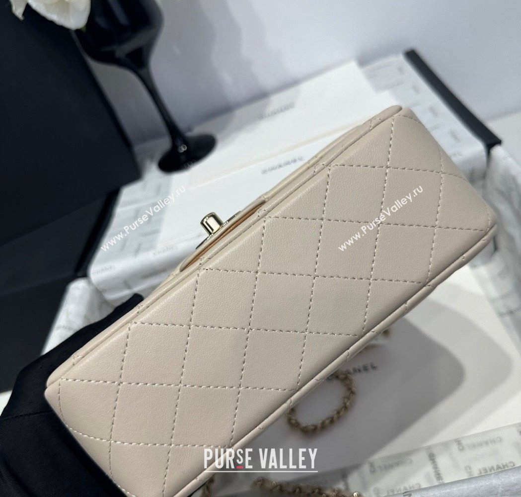 Chanel Coco Bicolor Lambskin Mini Flap Bag with Top Handle AS2431 Beige/Brown 2025 (yezi-250213023)
