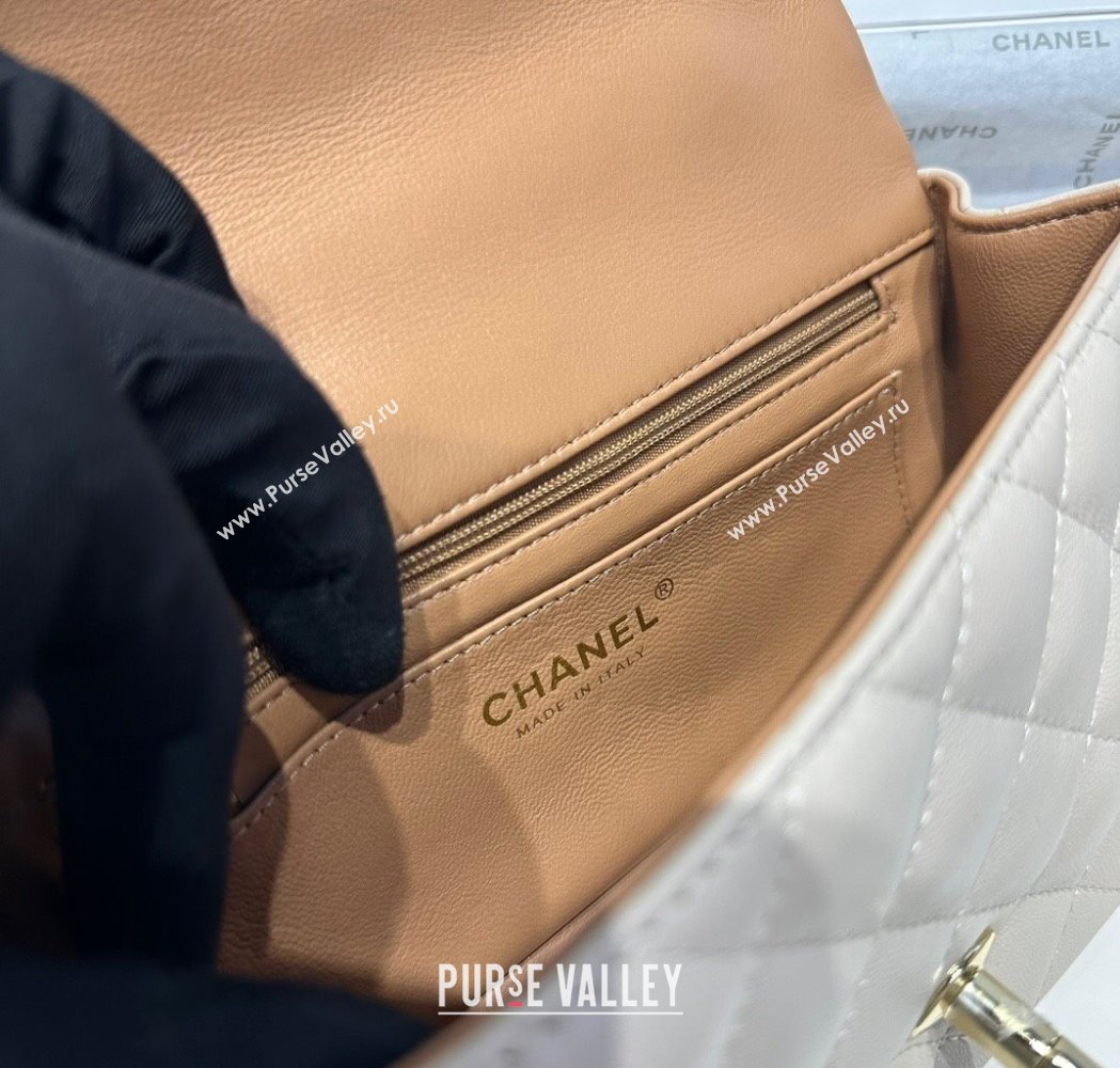 Chanel Coco Bicolor Lambskin Mini Flap Bag with Top Handle AS2431 Beige/Brown 2025 (yezi-250213023)
