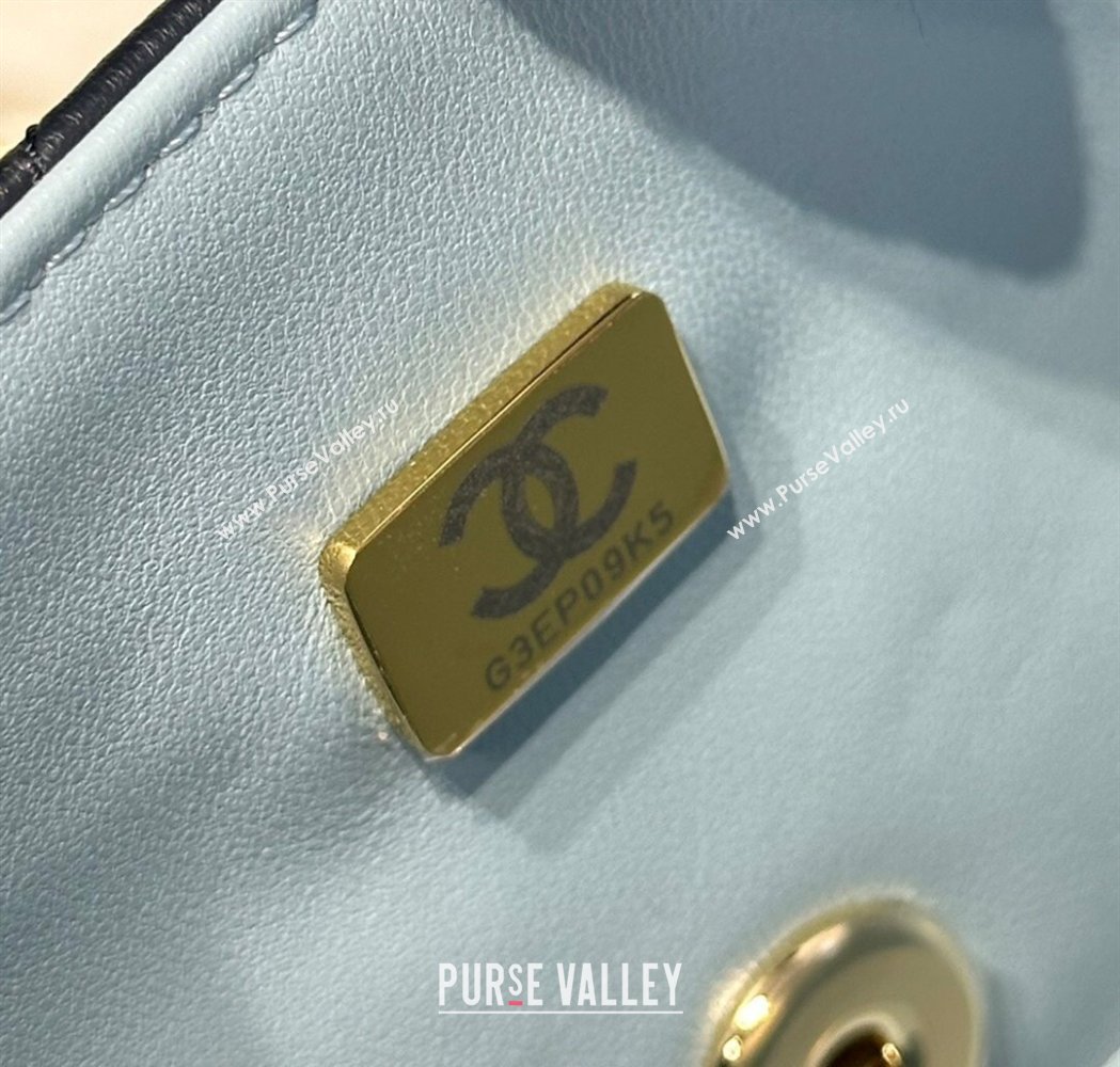 Chanel Coco Bicolor Lambskin Mini Flap Bag with Top Handle AS2431 Black/Blue 2025 (yezi-250213024)