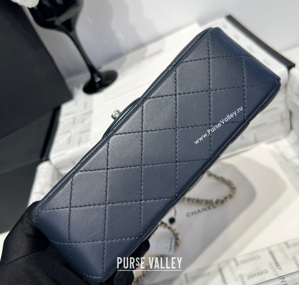 Chanel Coco Bicolor Lambskin Mini Flap Bag with Top Handle AS2431 Black/Blue 2025 (yezi-250213024)