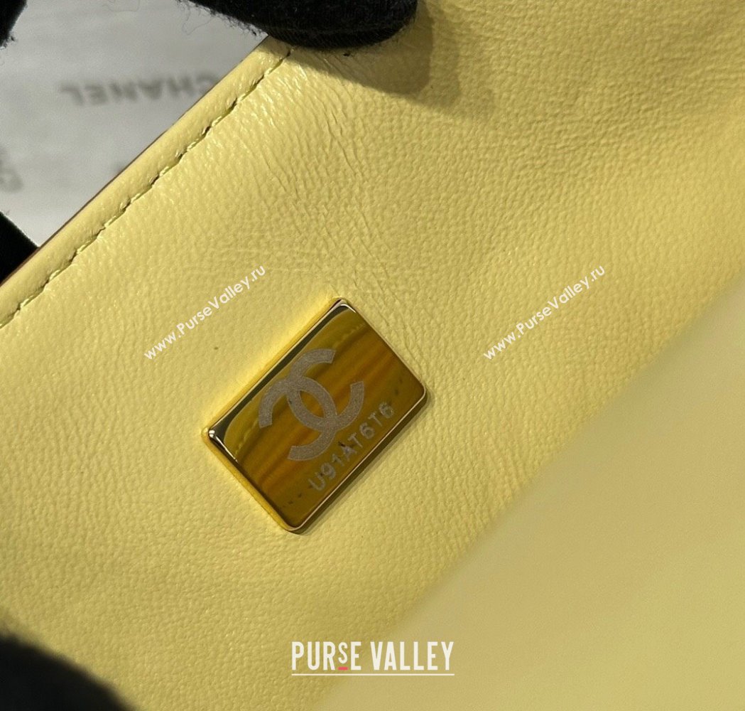 Chanel Coco Bicolor Lambskin Mini Flap Bag with Top Handle AS2431 Brown/Yellow 2025 (yezi-250213025)