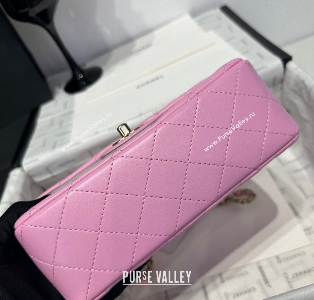 Chanel Coco Bicolor Lambskin Mini Flap Bag with Top Handle AS2431 Pink/Green 2025 (yezi-250213026)