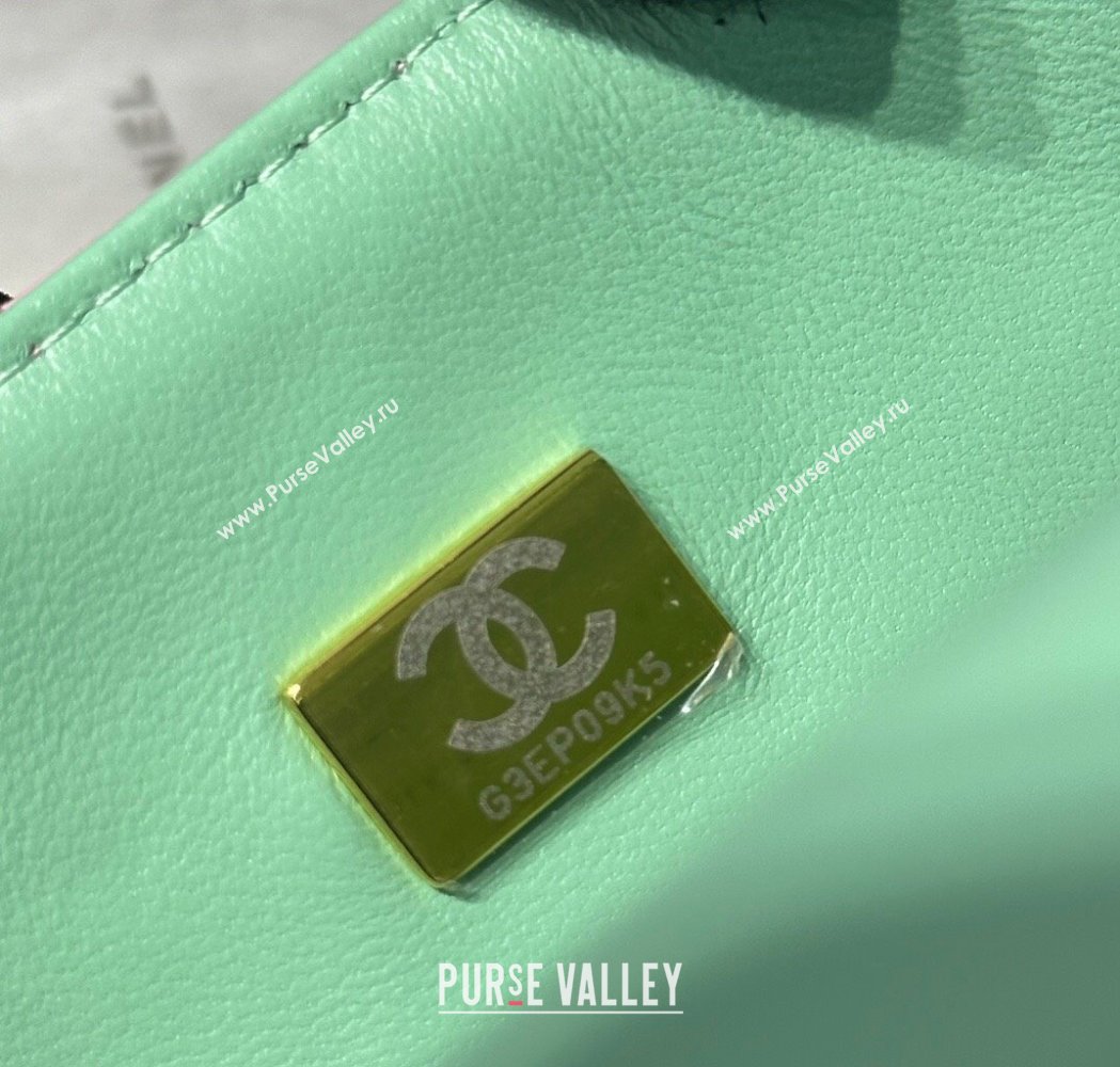 Chanel Coco Bicolor Lambskin Mini Flap Bag with Top Handle AS2431 Pink/Green 2025 (yezi-250213026)