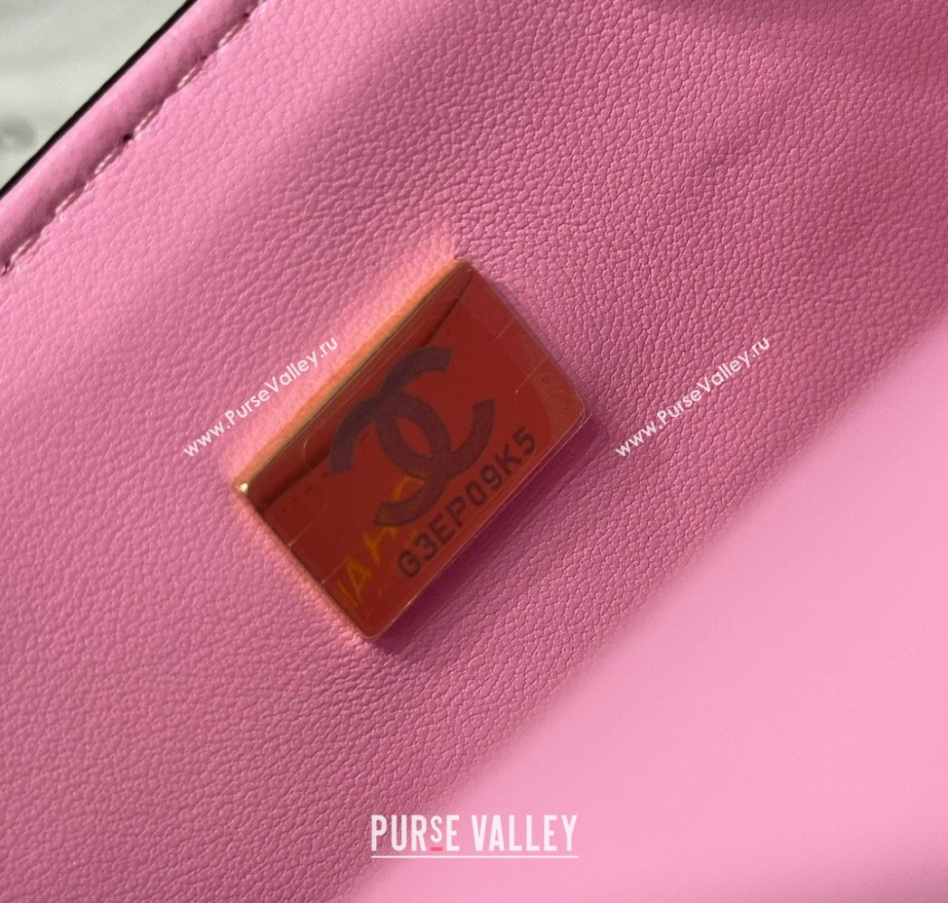 Chanel Coco Bicolor Lambskin Mini Flap Bag with Top Handle AS2431 Black/Pink 2025 (yezi-250213027)