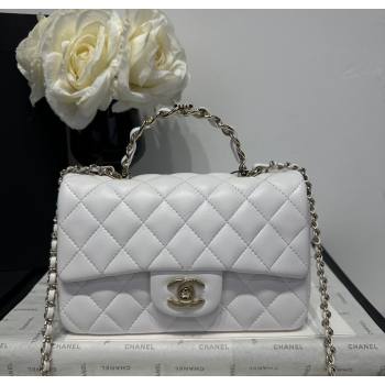 Chanel Coco Lambskin Mini Flap Bag with Chain Top Handle AS2431 White 2025 (yezi-250213028)