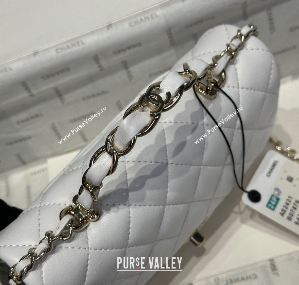 Chanel Coco Lambskin Mini Flap Bag with Chain Top Handle AS2431 White 2025 (yezi-250213028)