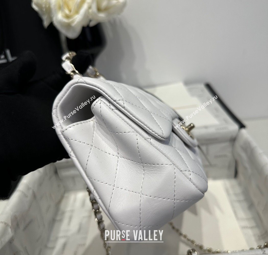 Chanel Coco Lambskin Mini Flap Bag with Chain Top Handle AS2431 White 2025 (yezi-250213028)