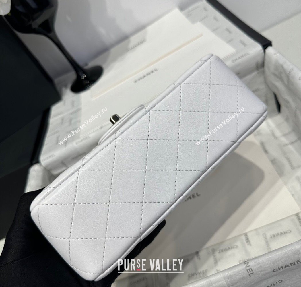 Chanel Coco Lambskin Mini Flap Bag with Chain Top Handle AS2431 White 2025 (yezi-250213028)