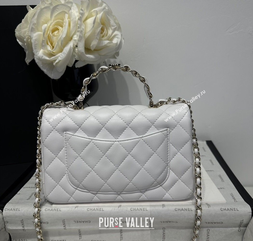 Chanel Coco Lambskin Mini Flap Bag with Chain Top Handle AS2431 White 2025 (yezi-250213028)