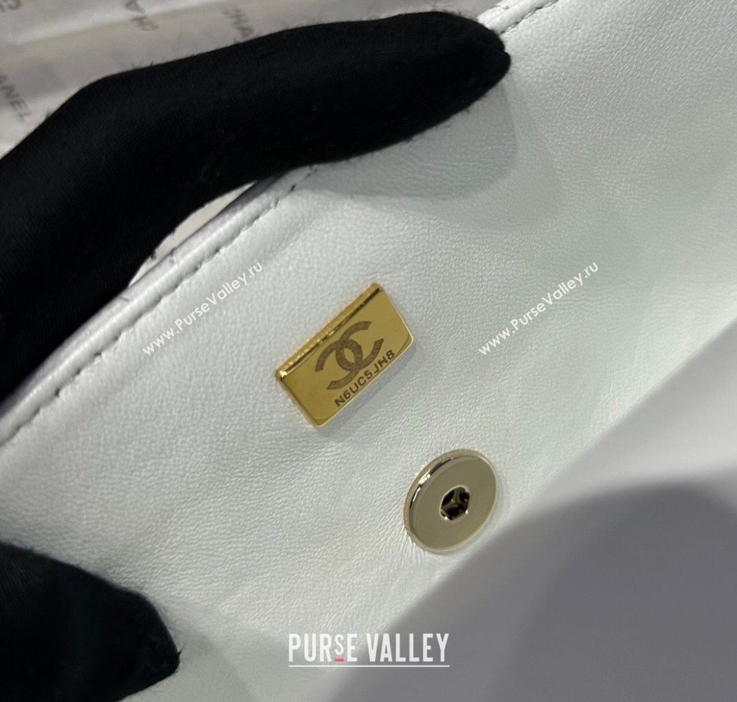 Chanel Coco Lambskin Mini Flap Bag with Chain Top Handle AS2431 White 2025 (yezi-250213028)