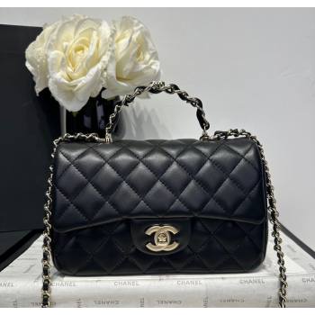 Chanel Coco Lambskin Mini Flap Bag with Chain Top Handle AS2431 Black 2025 (yezi-250213029)