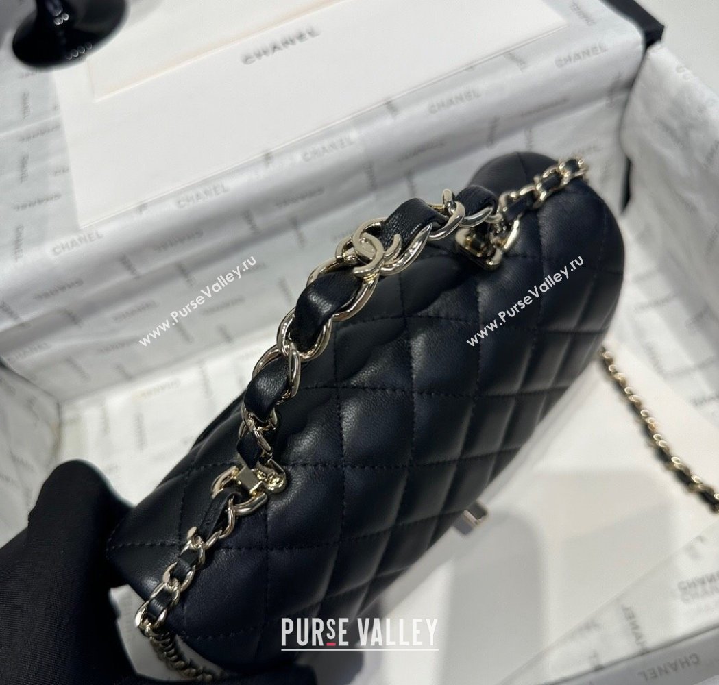 Chanel Coco Lambskin Mini Flap Bag with Chain Top Handle AS2431 Black 2025 (yezi-250213029)