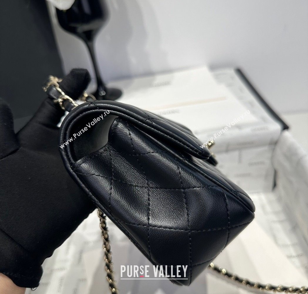 Chanel Coco Lambskin Mini Flap Bag with Chain Top Handle AS2431 Black 2025 (yezi-250213029)
