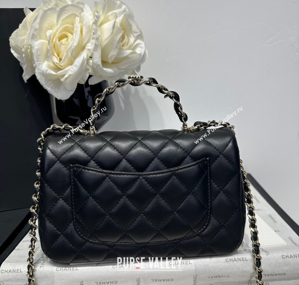 Chanel Coco Lambskin Mini Flap Bag with Chain Top Handle AS2431 Black 2025 (yezi-250213029)