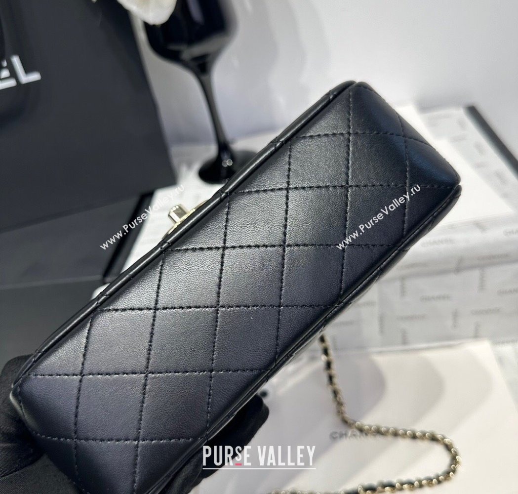 Chanel Coco Lambskin Mini Flap Bag with Chain Top Handle AS2431 Black 2025 (yezi-250213029)