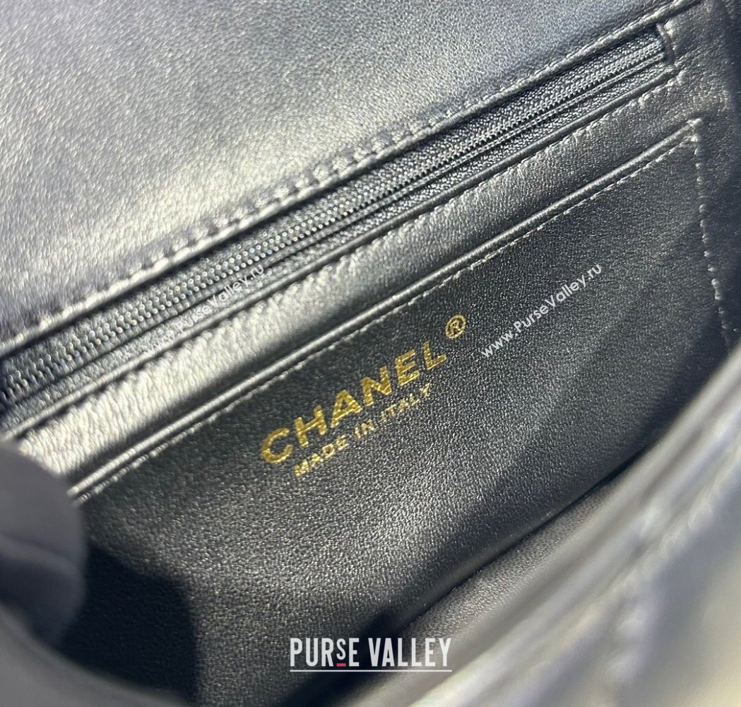 Chanel Coco Lambskin Mini Flap Bag with Chain Top Handle AS2431 Black 2025 (yezi-250213029)