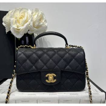 Chanel Coco Grained Calfskin Mini Flap Bag with Chain Top Handle AS2431 Black 2025 0213 (yezi-250213031)