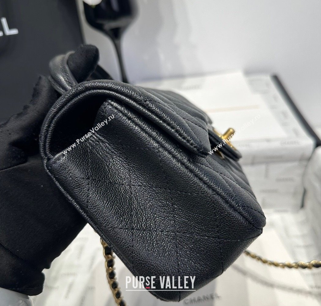 Chanel Coco Grained Calfskin Mini Flap Bag with Chain Top Handle AS2431 Black 2025 0213 (yezi-250213031)