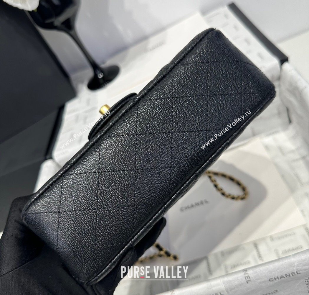 Chanel Coco Grained Calfskin Mini Flap Bag with Chain Top Handle AS2431 Black 2025 0213 (yezi-250213031)