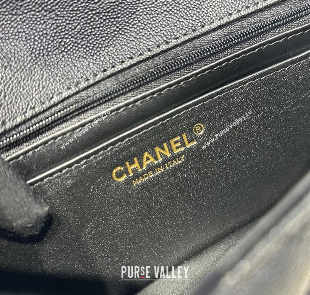 Chanel Coco Grained Calfskin Mini Flap Bag with Chain Top Handle AS2431 Black 2025 0213 (yezi-250213031)