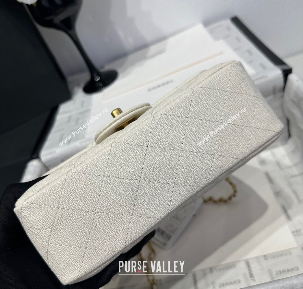 Chanel Coco Grained Calfskin Mini Flap Bag with Chain Top Handle AS2431 White 2025 0213 (yezi-250213032)
