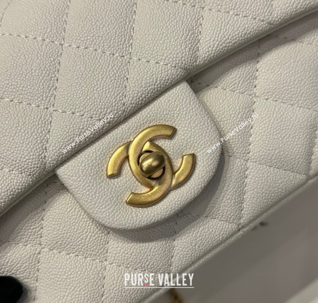 Chanel Coco Grained Calfskin Mini Flap Bag with Chain Top Handle AS2431 White 2025 0213 (yezi-250213032)