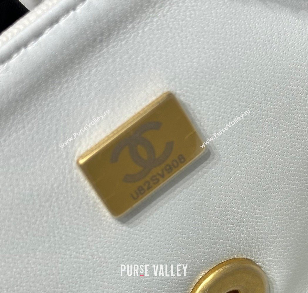 Chanel Coco Grained Calfskin Mini Flap Bag with Chain Top Handle AS2431 White 2025 0213 (yezi-250213032)