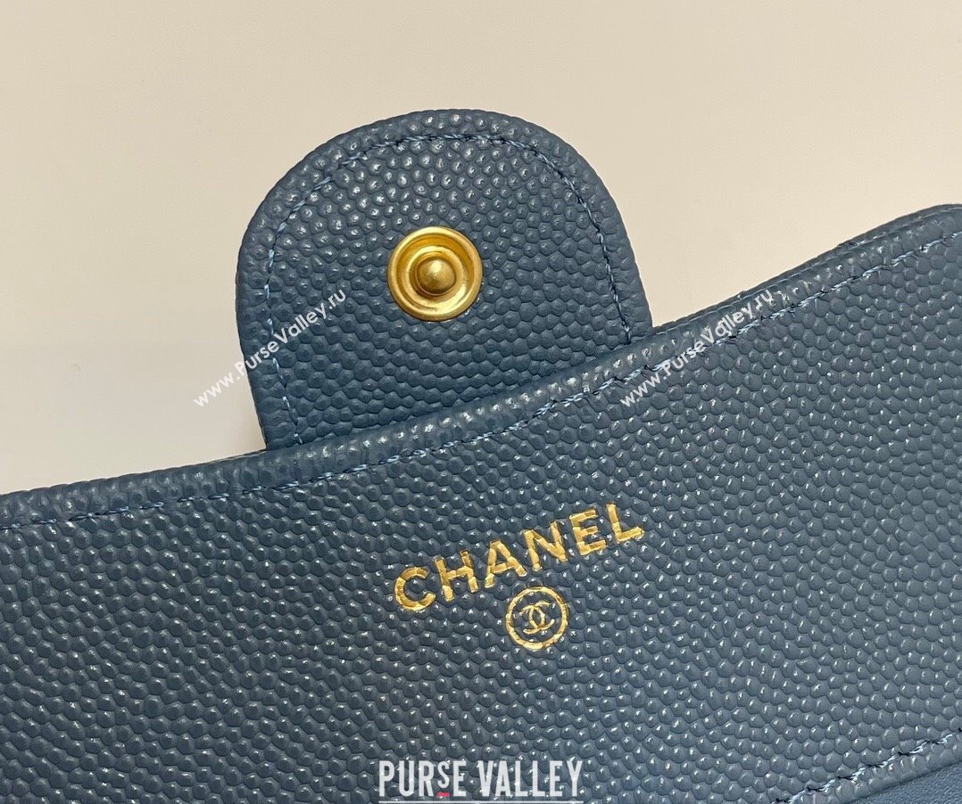 Chanel Grained Calfskin Card Holder Wallet Denim Blue 2025 82288 (SSZ-250212067)