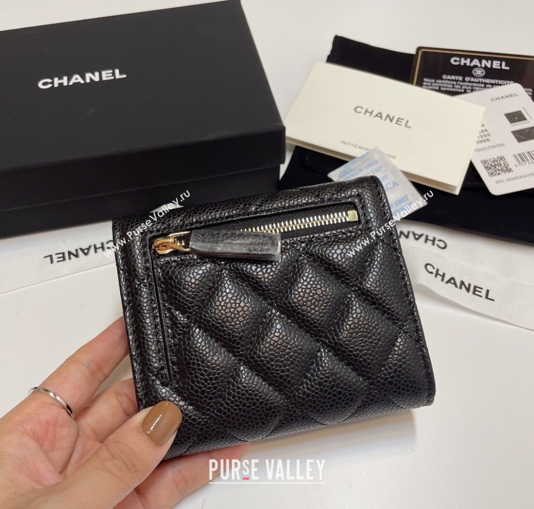 Chanel Grained Calfskin Card Holder Wallet Black/Gold Hardware 2025 82288 (SSZ-250212079)