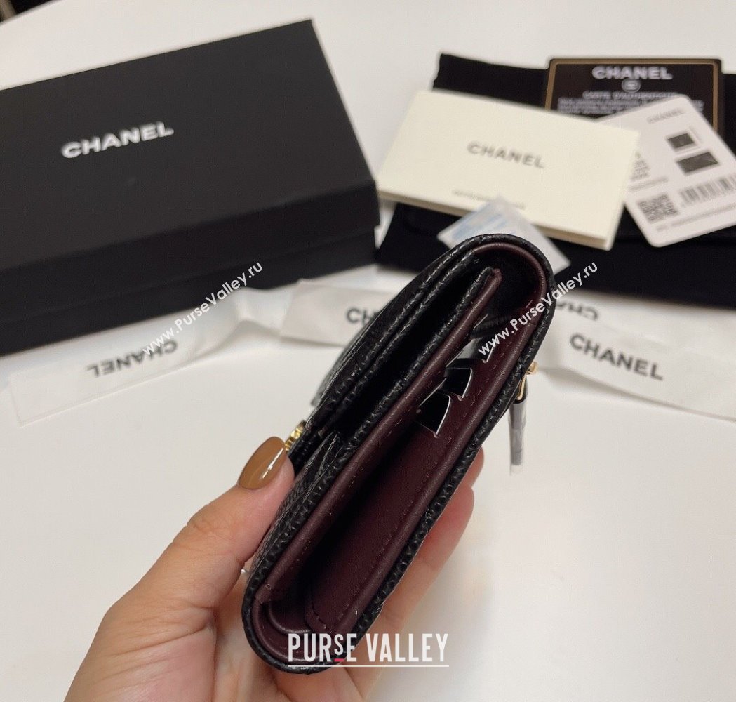 Chanel Grained Calfskin Card Holder Wallet Black/Gold Hardware 2025 82288 (SSZ-250212079)