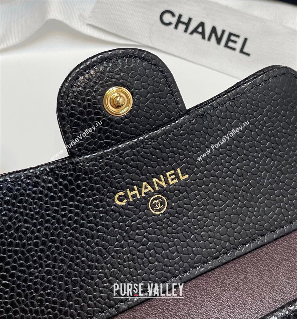 Chanel Grained Calfskin Card Holder Wallet Black/Gold Hardware 2025 82288 (SSZ-250212079)