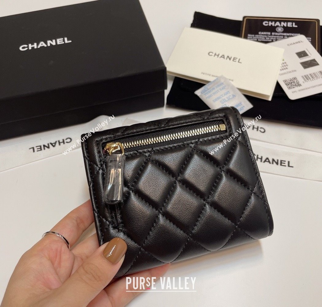 Chanel Lambskin Card Holder Wallet Black/Gold 2025 82288 (SSZ-250212081)