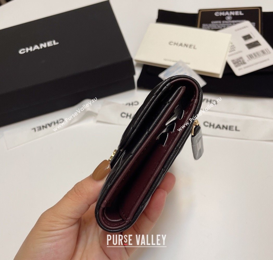 Chanel Lambskin Card Holder Wallet Black/Gold 2025 82288 (SSZ-250212081)