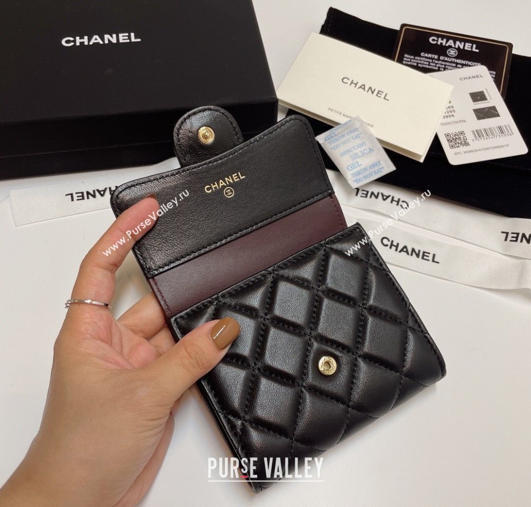 Chanel Lambskin Card Holder Wallet Black/Gold 2025 82288 (SSZ-250212081)